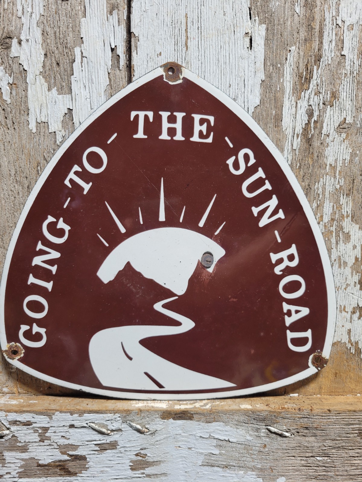 VINTAGE GLACIER NATIONAL PARK PORCELAIN SIGN RARE OLD GOING TO THE SUN MONTANA