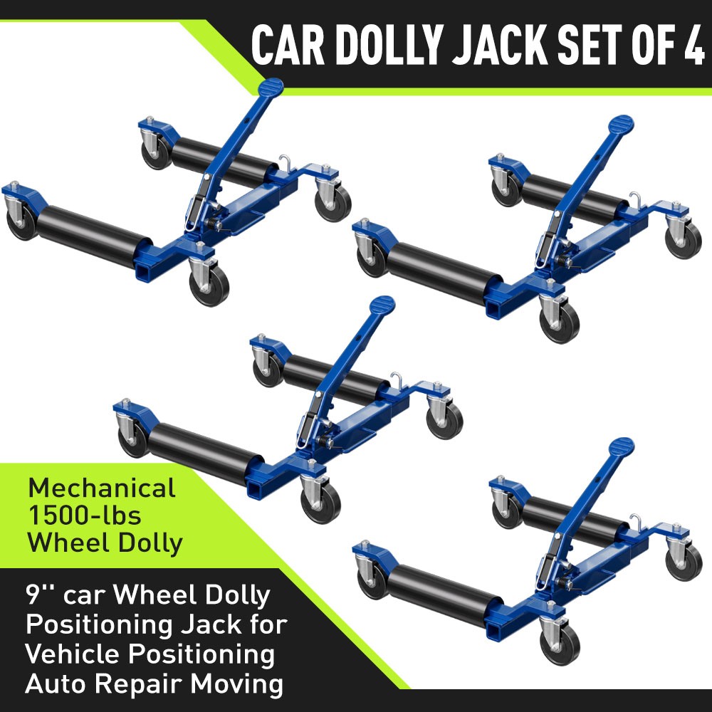 4Pcs Vehicle Positioning Wheel Dolly 6000lbs Auto Hydraulic Car Lift Jack Blue