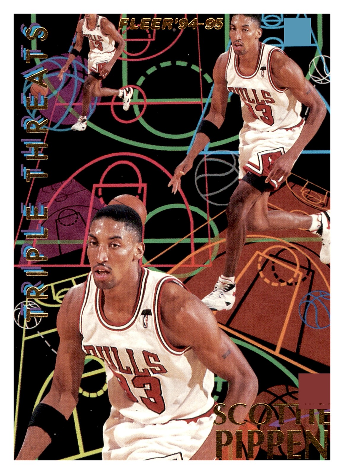 1994-95 Fleer European #NNO Scottie Pippen / Hakeem Olajuwon Triple Threats