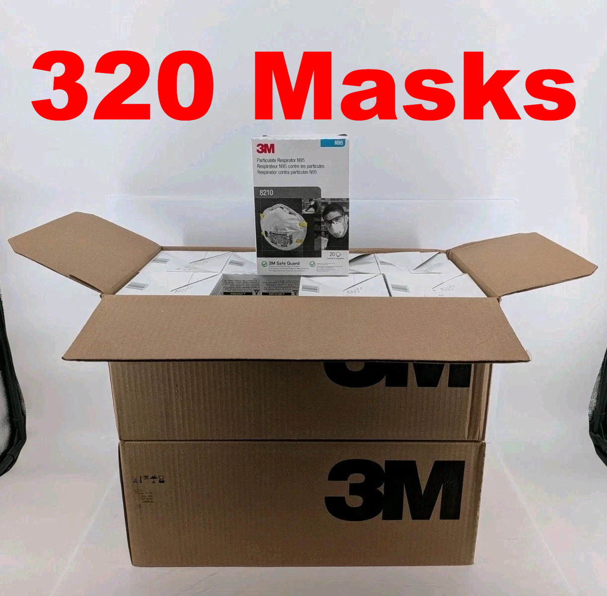 3M 8210 N95 Disposable Respirator Dust Mask | Case of 320 Masks | EXP 3/26 | New