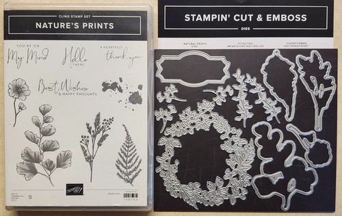 Stampin\'Up  NATURE\'S PRINTS cling stamp set & NATURAL PRINTS dies new retired 