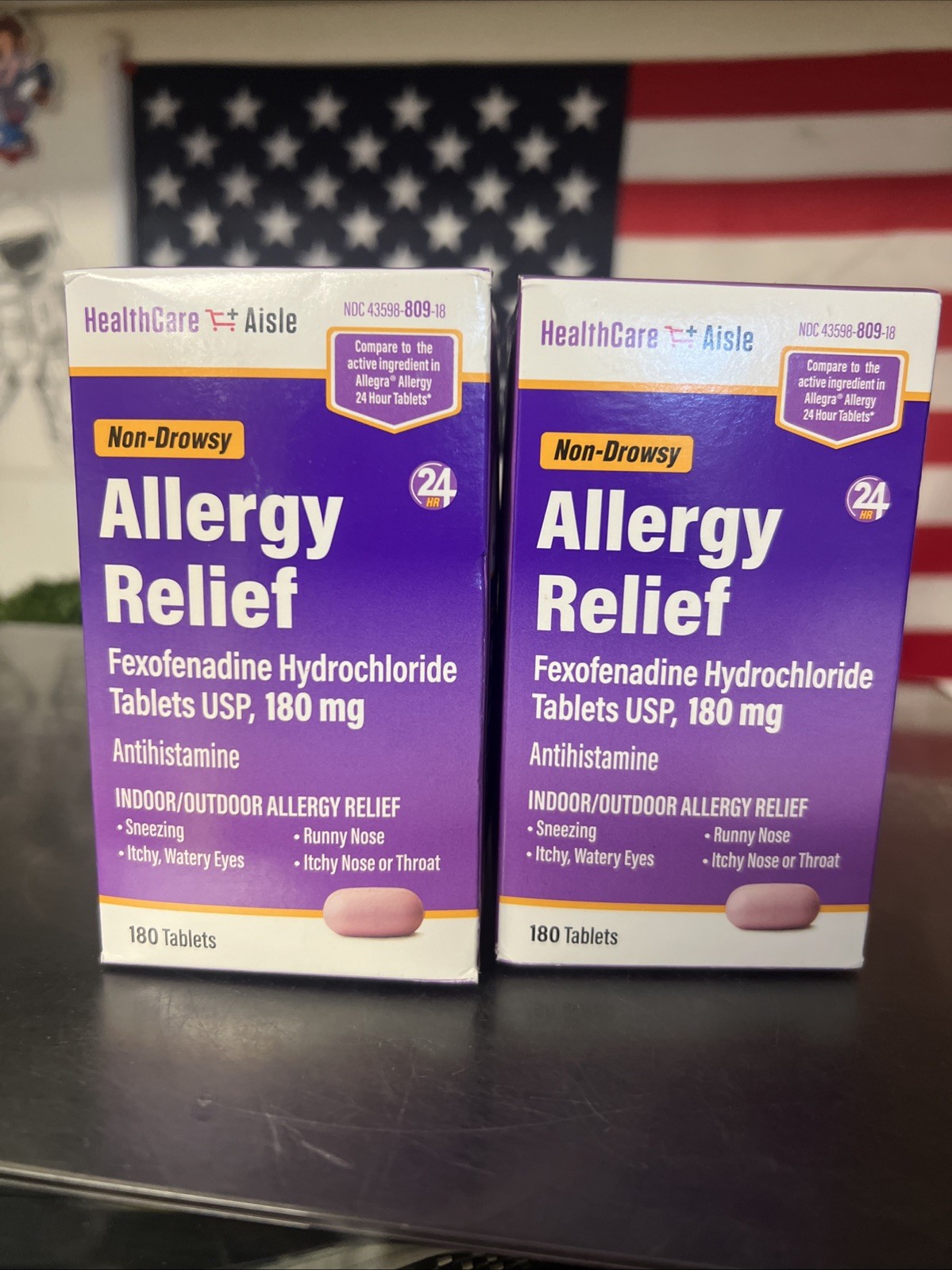 2x HealthCare Aisle Allergy Relief Non-Drowsy 180 Tablets - Ex1/27