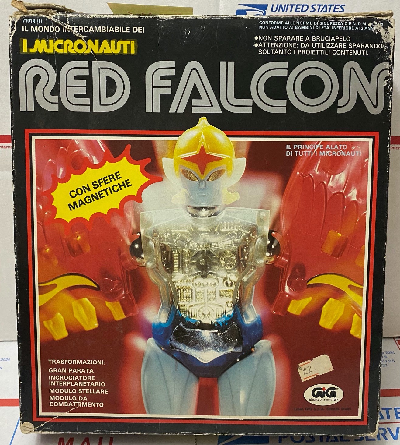 1978 MEGO Micronaut Red Falcon I MICRONAUTI GIG Missile Firing version read