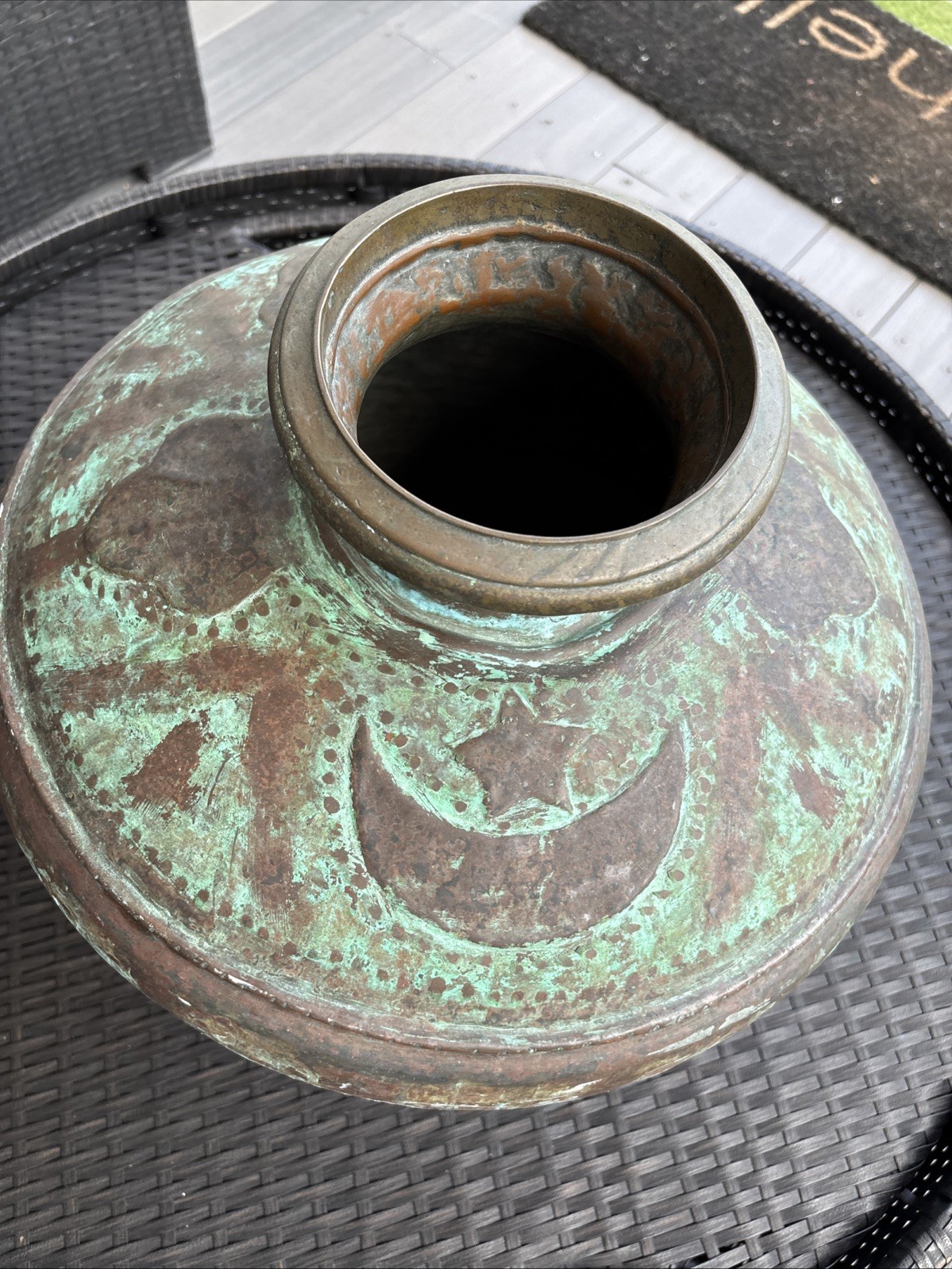 Antique Copper Or Bronze Vessel,possibly Asian Or Ottoman Origin