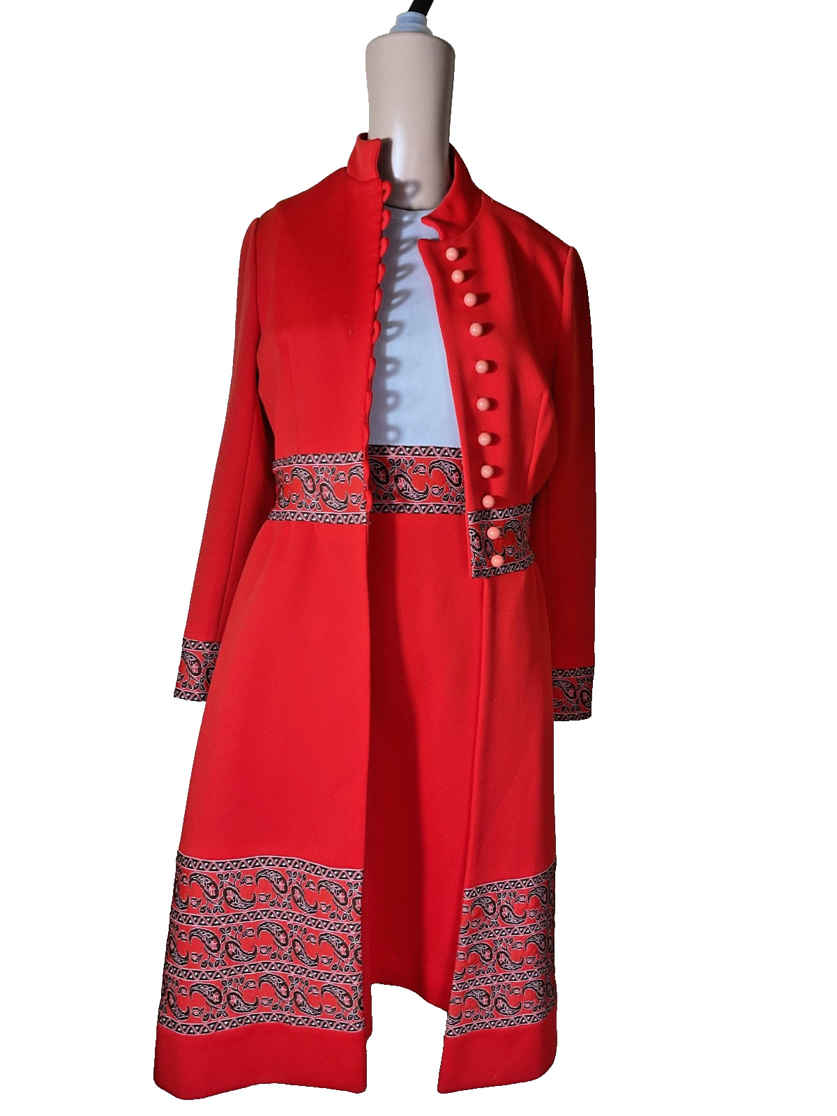 True Vintage 60s 70s Jacket Dress And Coat Domani Knits Iconic orange  Set