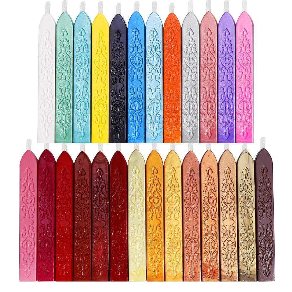 Anezus 26Pcs Antique Sealing Wax Sticks with Wicks for Postage Letter Retro Vint