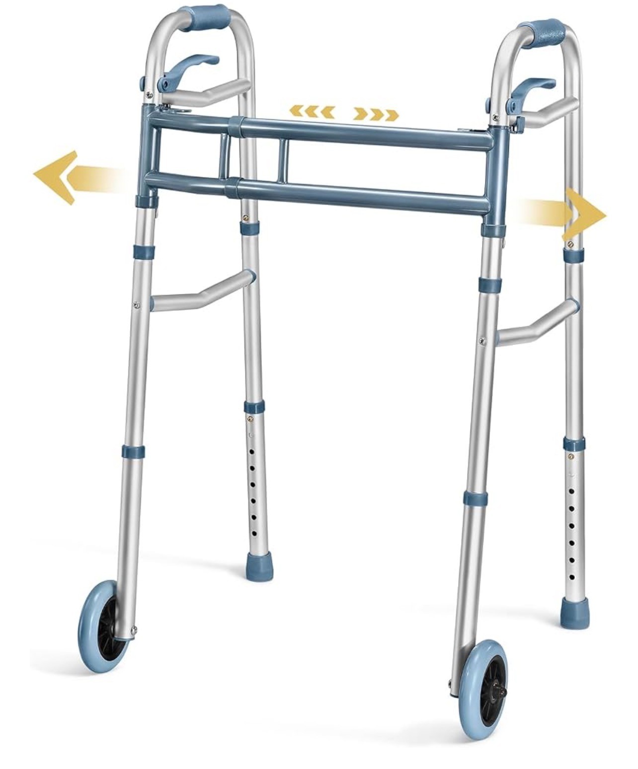 Medical King Folding Walker with Wheels Adjustable Lightweight Adult Mobility Ai