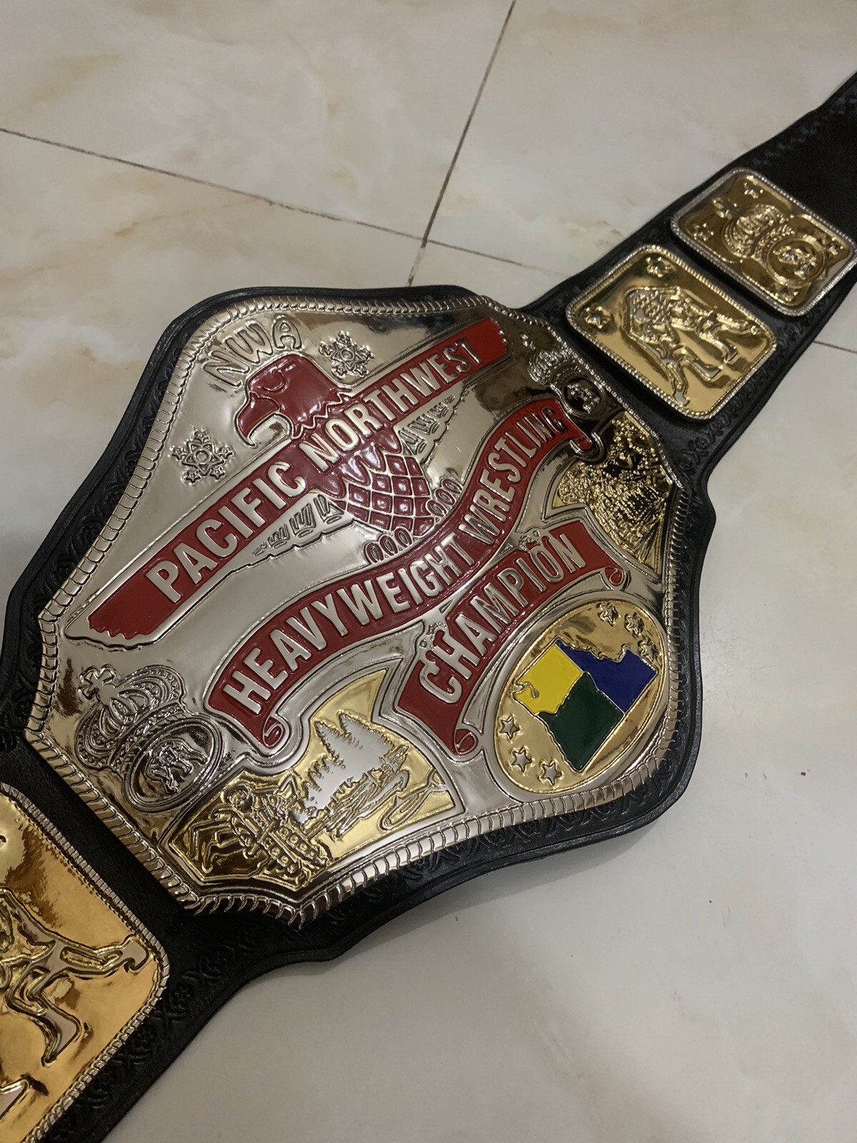 Nwa Pacific northWest Heavyweight Championship belt,4mm Zinc,Nikal Plated. adult Nwa Pacific northWest Heavyweight Championship belt,4mm Zinc,Nikal Plated. adult
