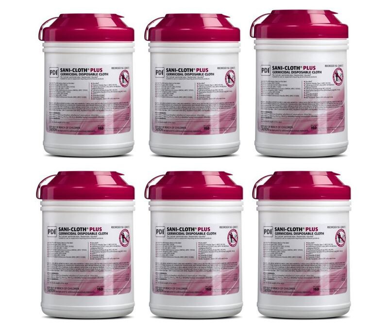 6 Pack Sani-Cloth Plus Germicidal Surface Disinfectant Cleaner Wipes Q89072