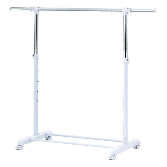Mainstays Adjustable Metal Rolling Garment Rack, Chrome & White Mainstays Adjustable Metal Rolling Garment Rack, Chrome & White
