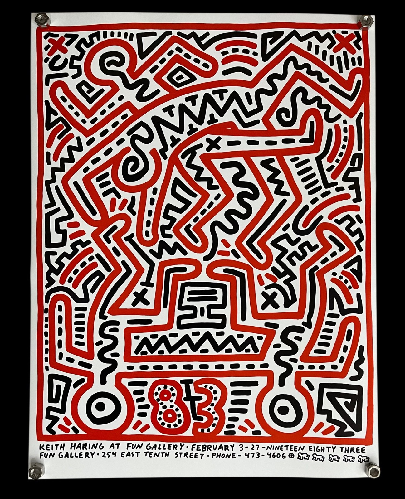 Keith Haring 1983 Fun Gallery Rare Large Vintage Gallery Lithograph Banksy Kaws