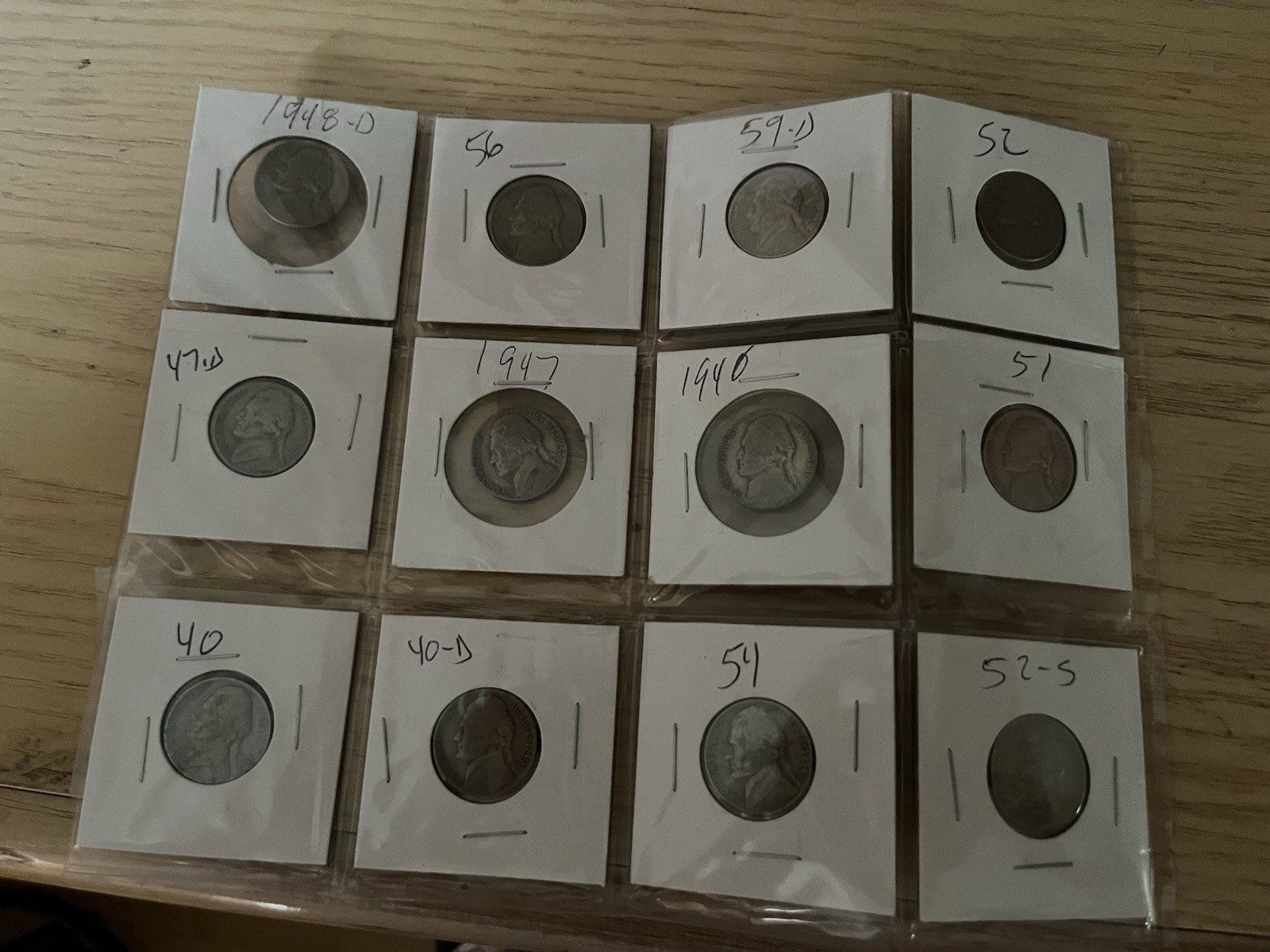 Vintage Jefferson Nickel Lot 1940s 1950s Various Dates & Mint Marks 12 Coins