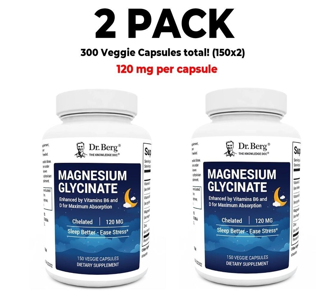 Dr. Berg\'s Magnesium Glycine, 2 packs, 150vegetarian caps per hat(300 in total)