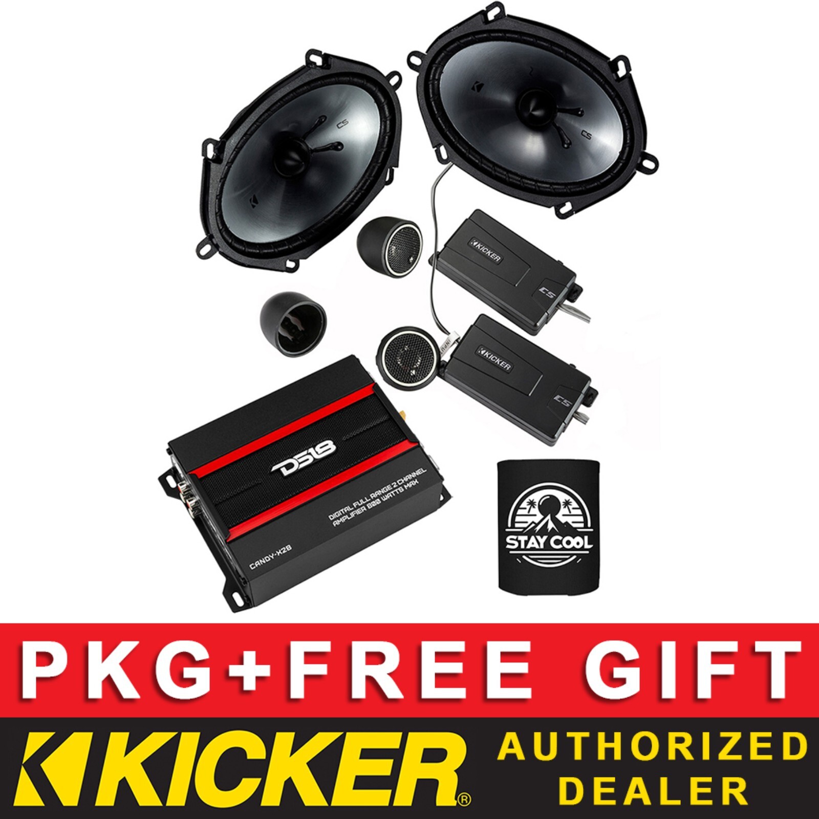 KICKER CSS684 6X8 CAR AUDIO COMPONENT SPEAKERS PACKAGE+DS18 2CH AMPLIFIER