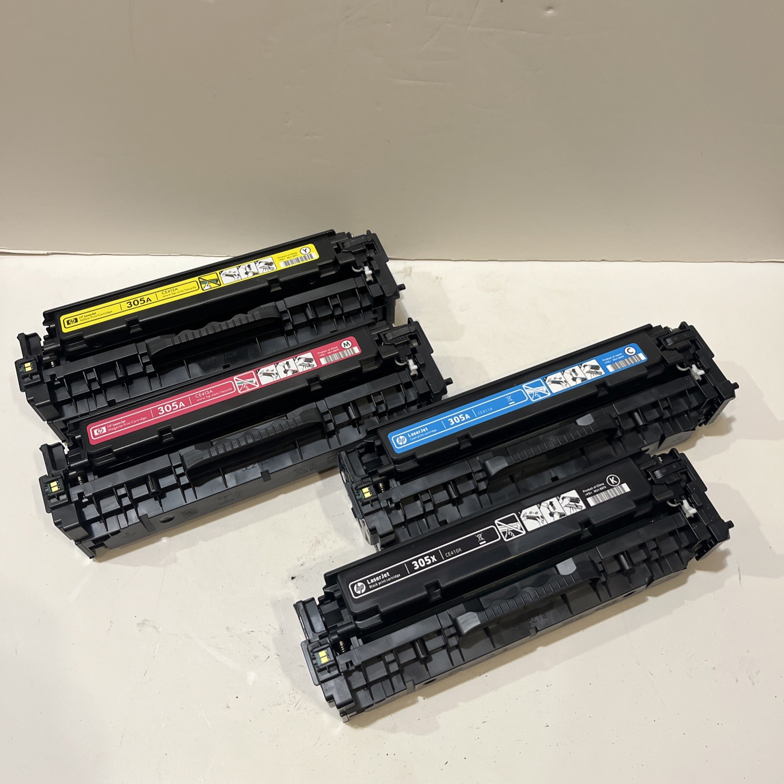  Genuine HP 305A Toner Set - Black, Yellow, Cyan, Magenta - New - 