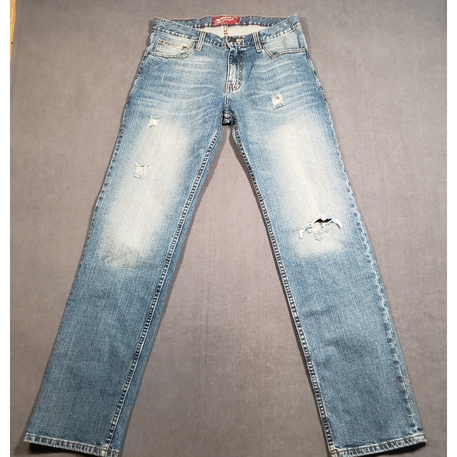 Arizona Jean Co Slim Straight Jeans Mens 30x32 Blue Distressed Medium Wash