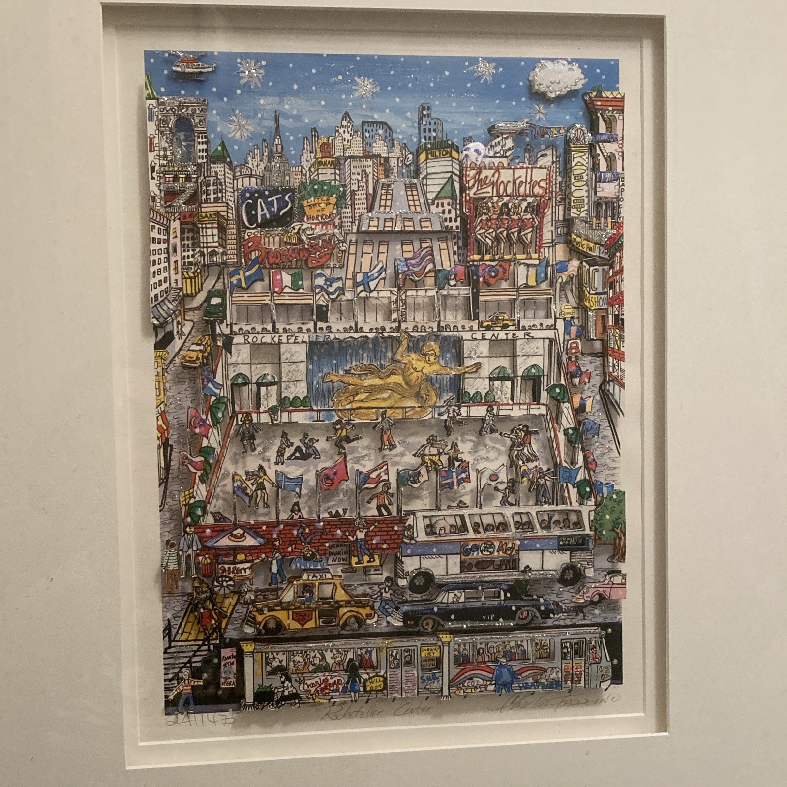 Charles Fazzino Rockefeller Center 3D Signed Limited Edition Framed Charles Fazzino Rockefeller Center 3D Signed Limited Edition Framed