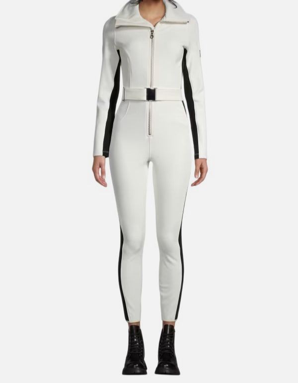 Cordova Women\'s White Two-Tone Water-Repellent Signature Belted Ski Suit Size +