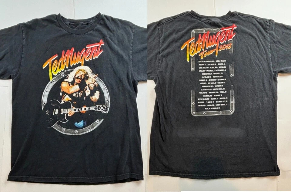 Ted Nugent Concert Tour Black Unisex Heavy Cotton T-Shirt Full Size