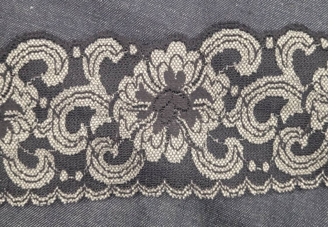 Vintage Black & Silver Floral Scroll Lace Trim 3\
