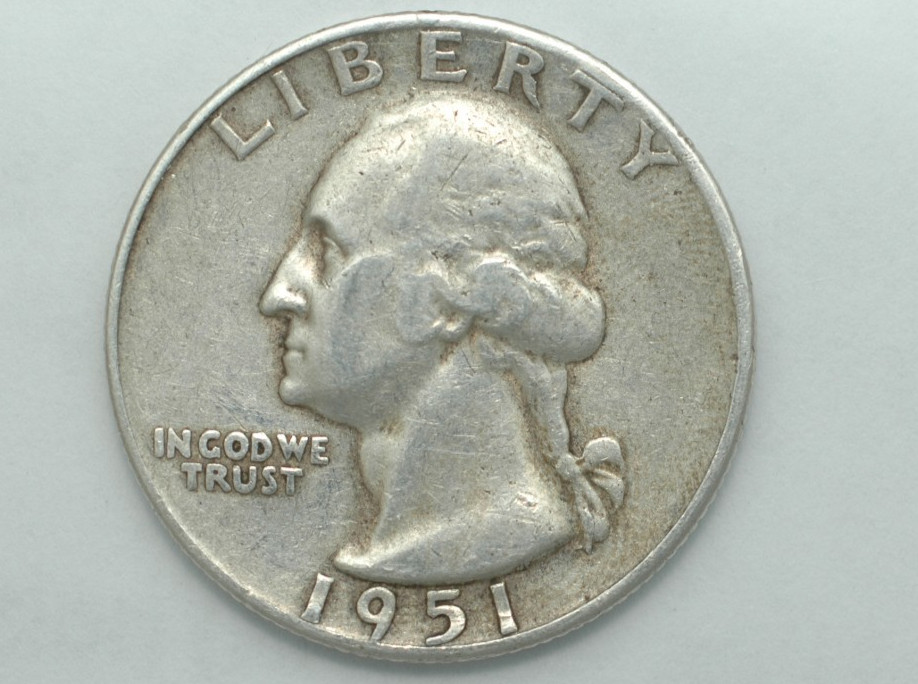 1951 S Washington 90% Silver Quarter San Francisco Mint Mark 1951 S Washington 90% Silver Quarter San Francisco Mint Mark