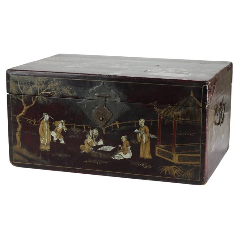 Chinese Polychromed Chinoiserie Document Box c1890