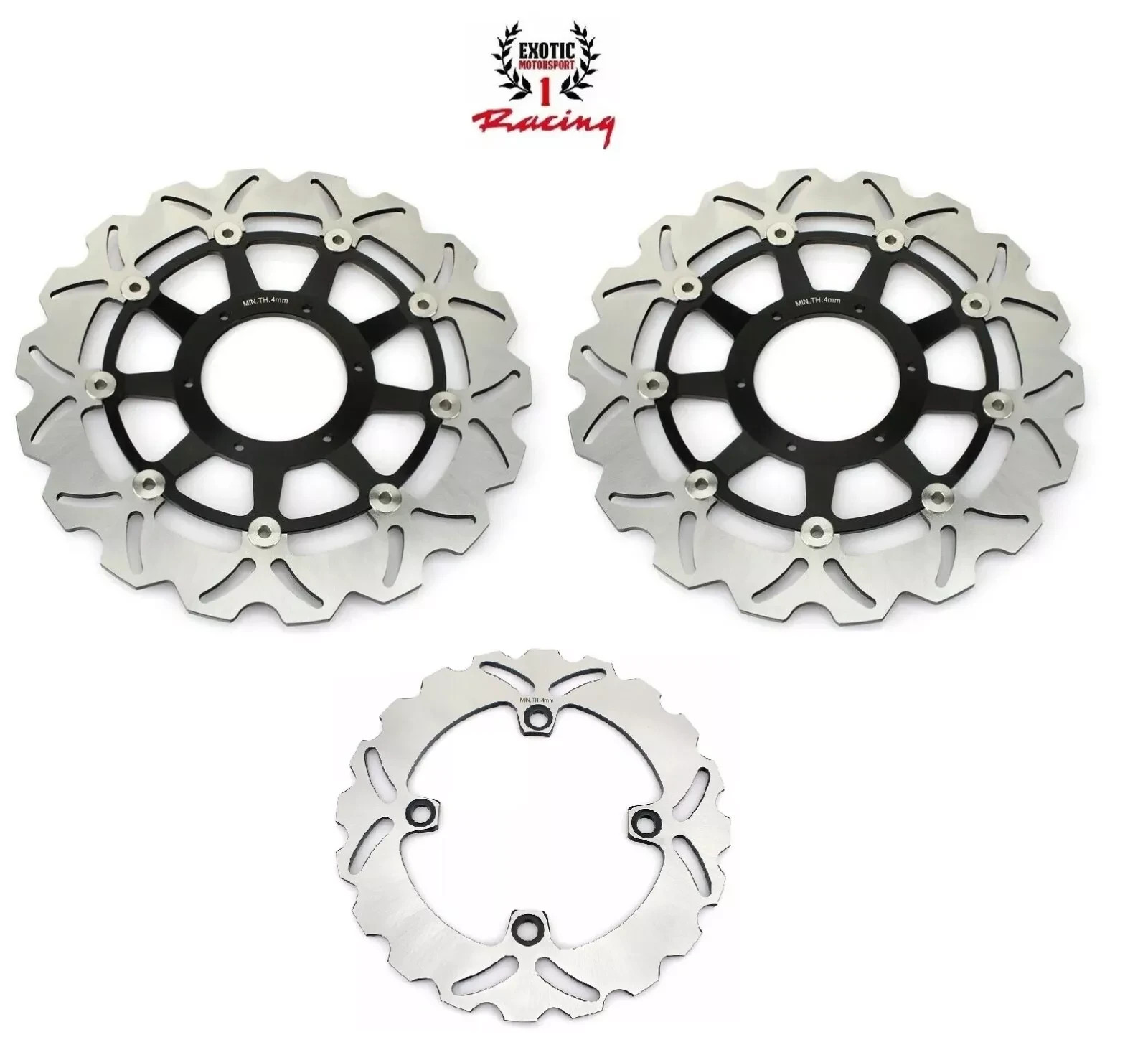 Front & Rear Brake Disc Rotors For Honda CBR 600 RR 2003-2023 Wave Rotors black
