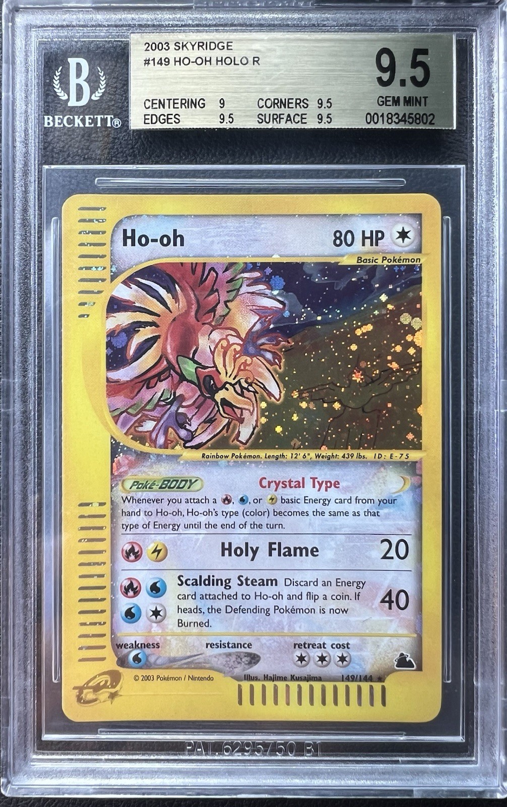 Pokemon Skyridge Ho-Oh Holo BGS 9.5 POP 36 w/ Holo Bleed & Swirl In Text