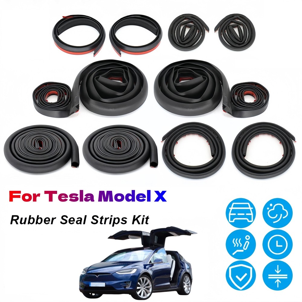 For Tesla Model X Door Rubber Seal Strips e Weather Draft Wind Noise Reduction