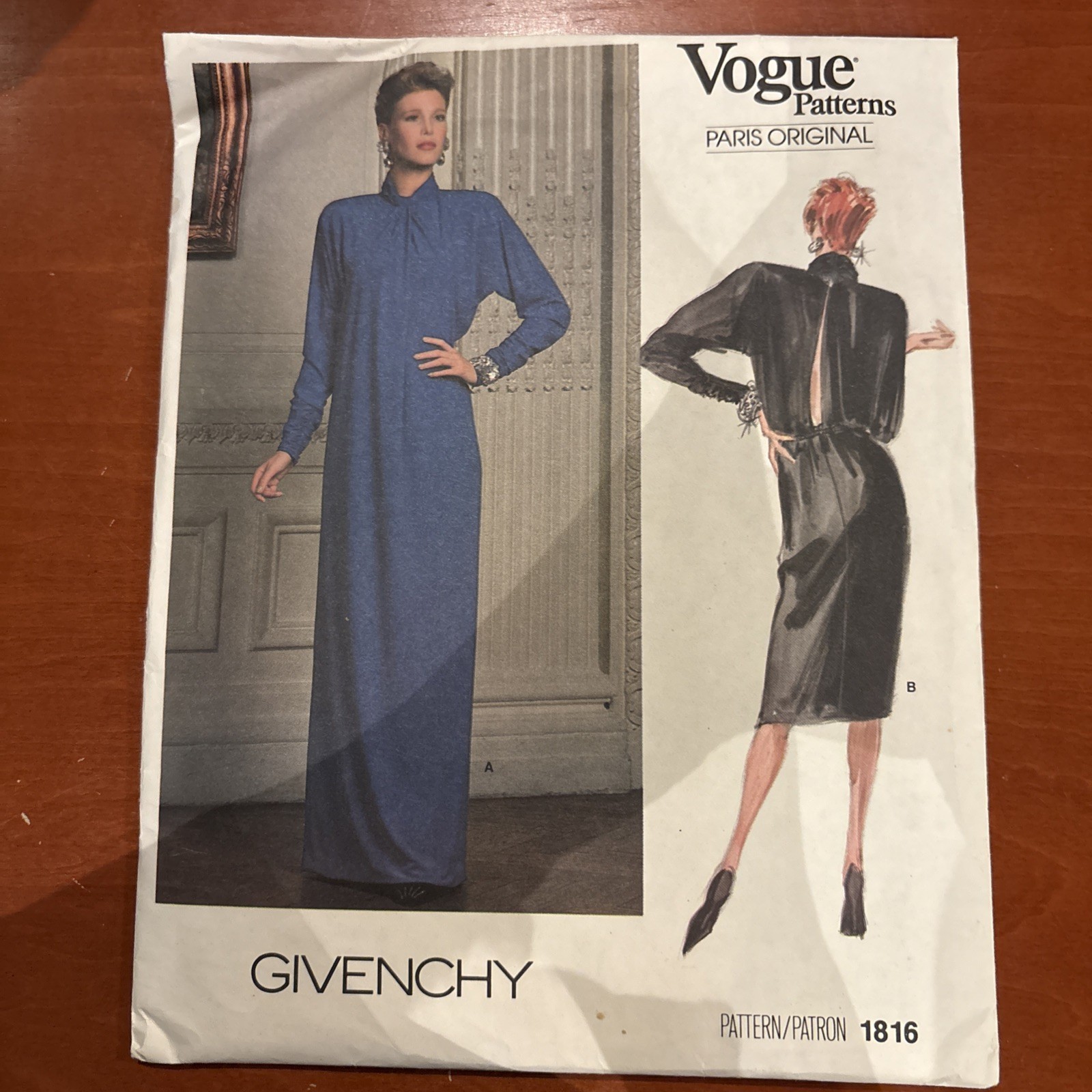 Vintage Vogue Paris Original Pattern  1816 Givenchy Sz 16 Uncut 80\'s Dress