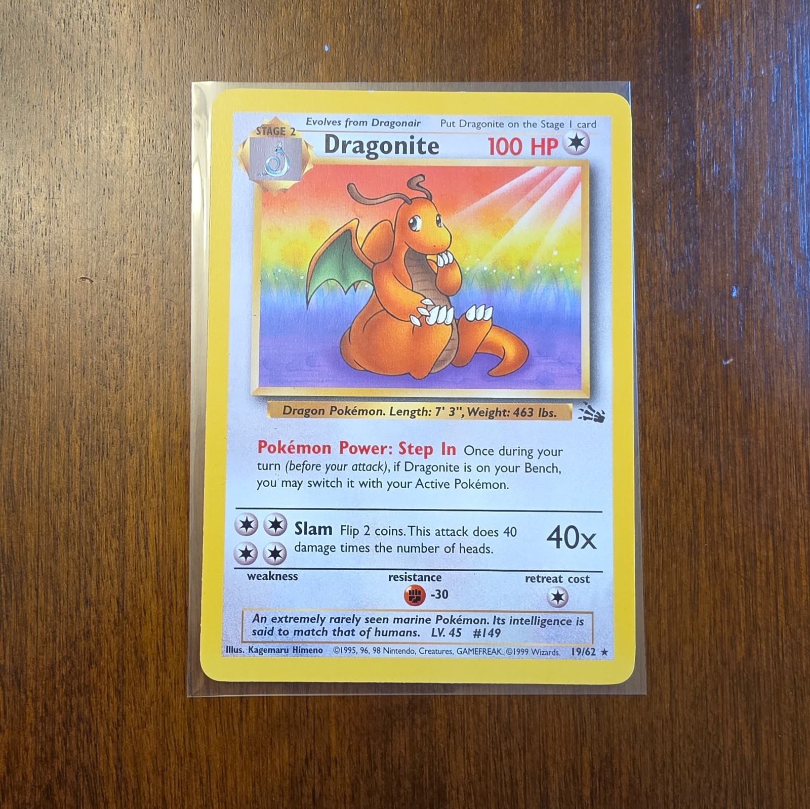 Dragonite 19/62 Rare Fossil Pokemon Unlimited Lightly Played