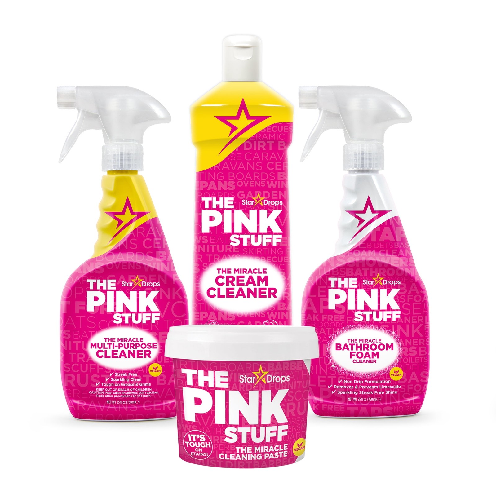The Pink Stuff - Ultimate Bundle (1 Cleaning Paste, 1 Multi-Purpose Spray, 1 Cre