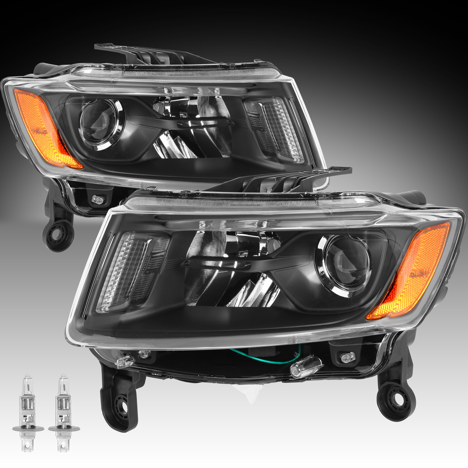 For 2014-2016 JEEP Grand Cherokee Headlights Assembly Headlamps Left+Right Pair