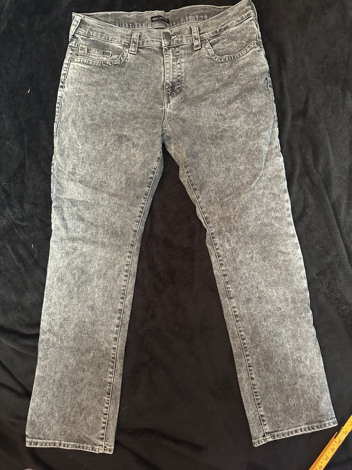 True Religion Mens Gray Acid Washed Ricky Relaxed Straight Flap Pocket Jeans 40 True Religion Mens Gray Acid Washed Ricky Relaxed Straight Flap Pocket Jeans 40