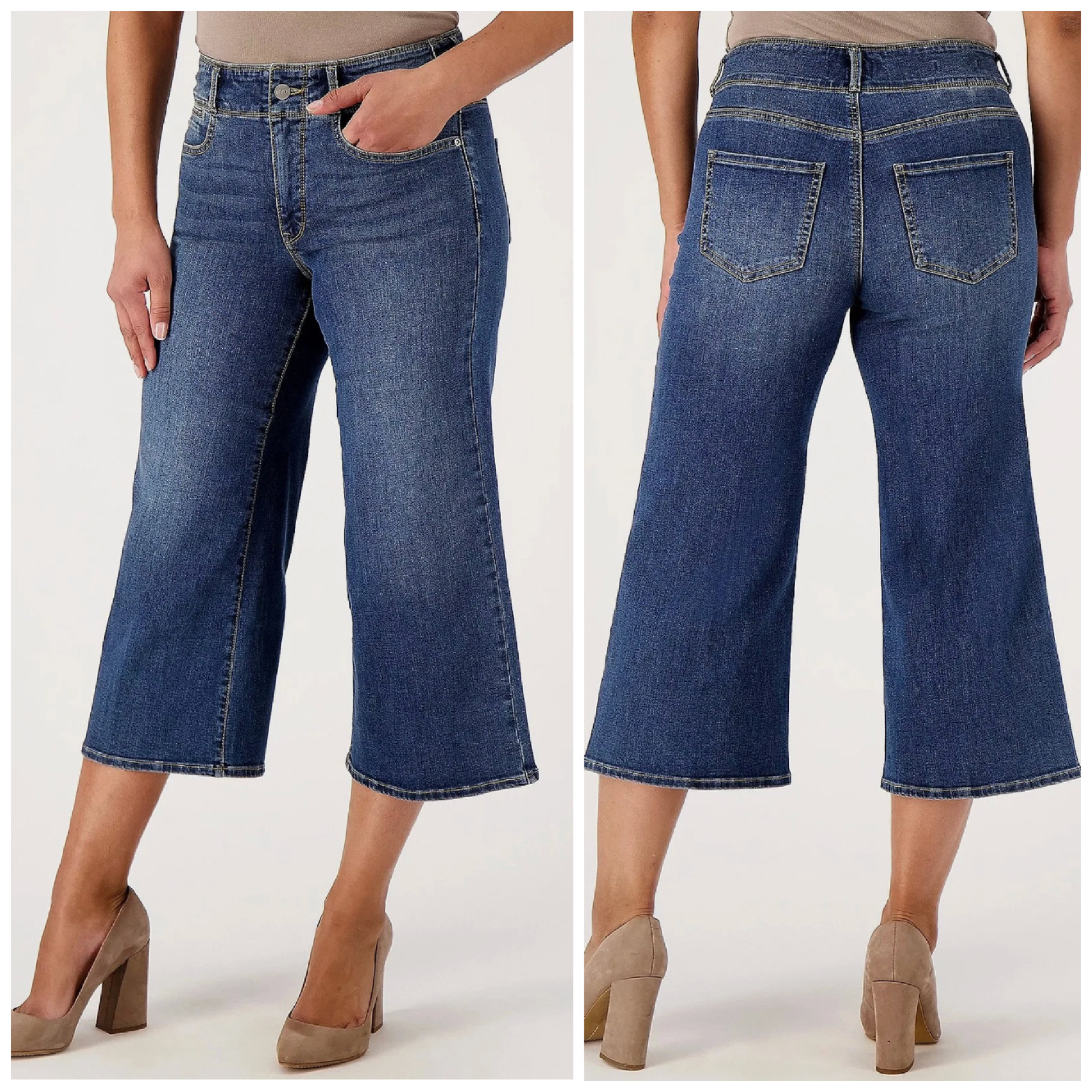 NYDJ Womens Major Wide Leg Capri Jeans Size 4 Long Serendipity Blue NWT