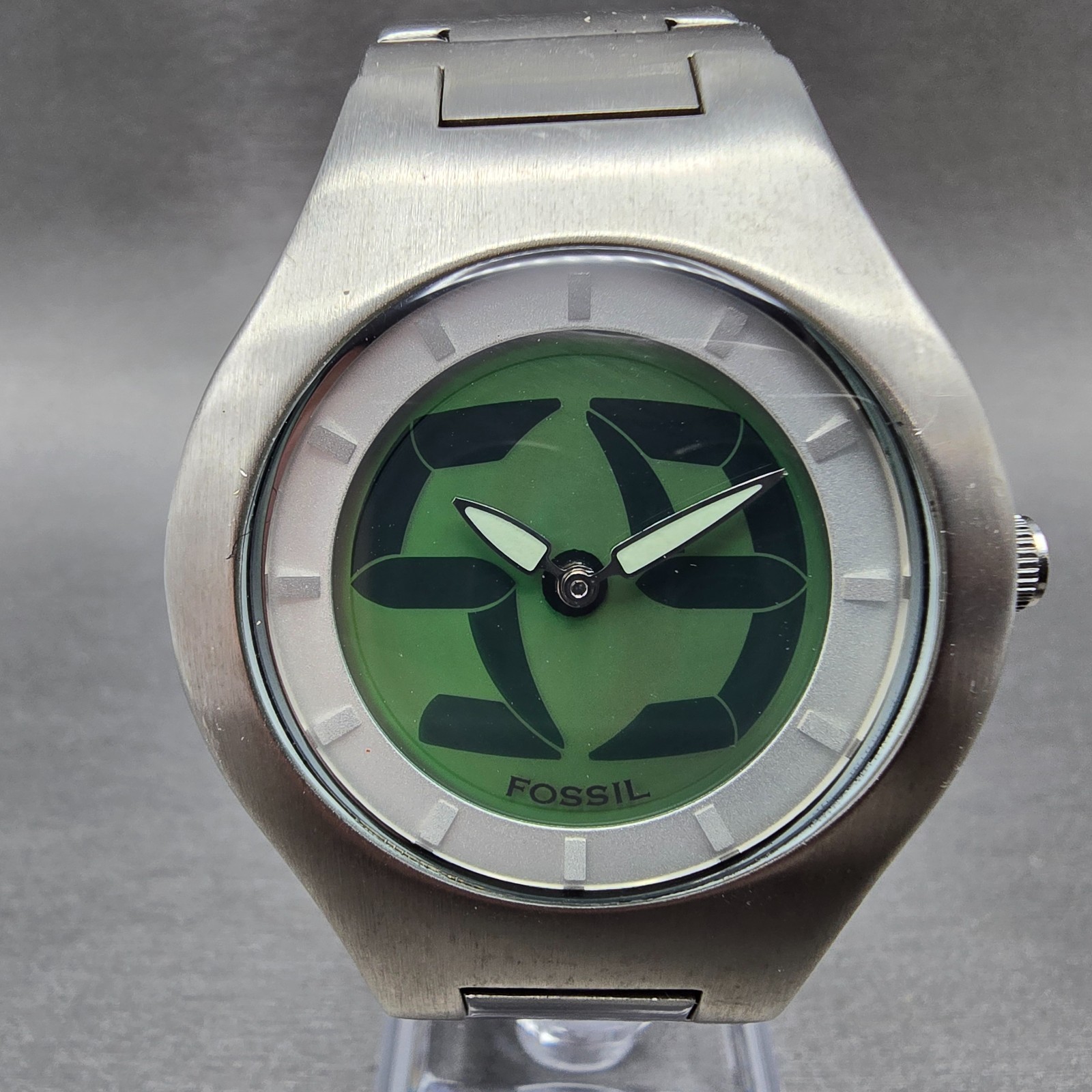 Fossil Big Tic Watch Men 39mm Silver Dial Silver Tone Round JR-7948 New BatteryL Fossil Big Tic Watch Men 39mm Silver Dial Silver Tone Round JR-7948 New BatteryL