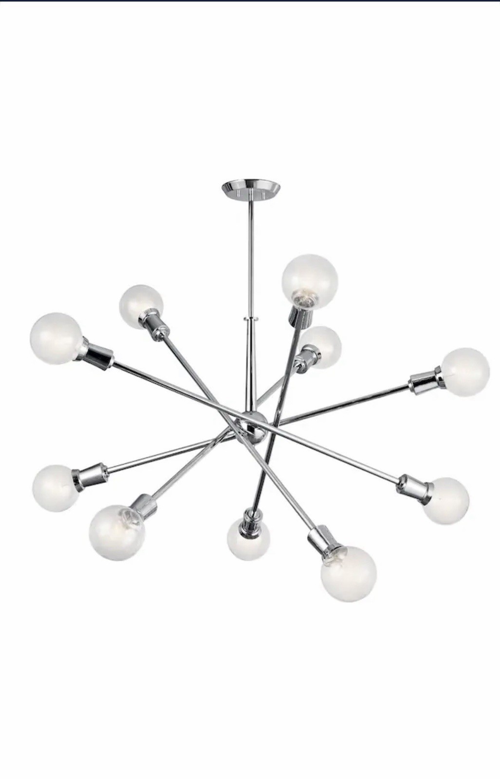 Kichler Armstrong 43119CH 10-Light Sputnik Chandelier Chrome 47” Mid Century NIB