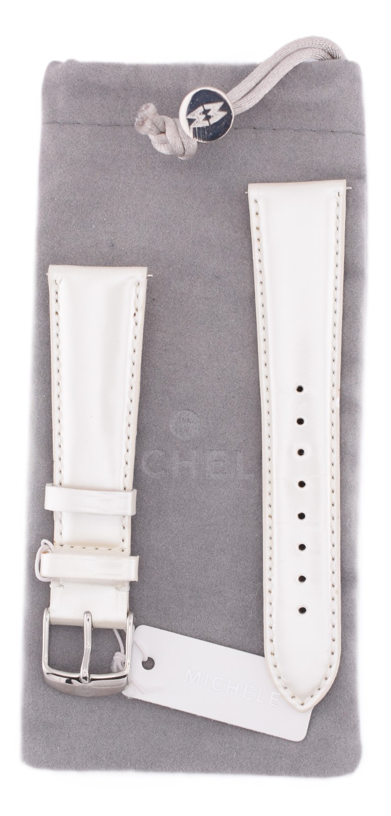 New Michele 20mm White Patent Leather Strap Band DECO XL, SPORT SAIL, URBAN New Michele 20mm White Patent Leather Strap Band DECO XL, SPORT SAIL, URBAN