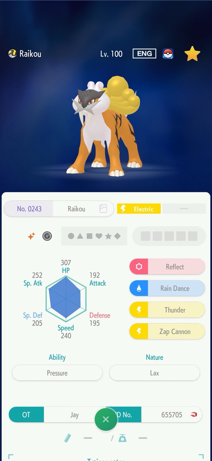 Pokemon Home/Go Stamp Glitch Shiny Lvl100 Raikou Pokemon Home/Go Stamp Glitch Shiny Lvl100 Raikou