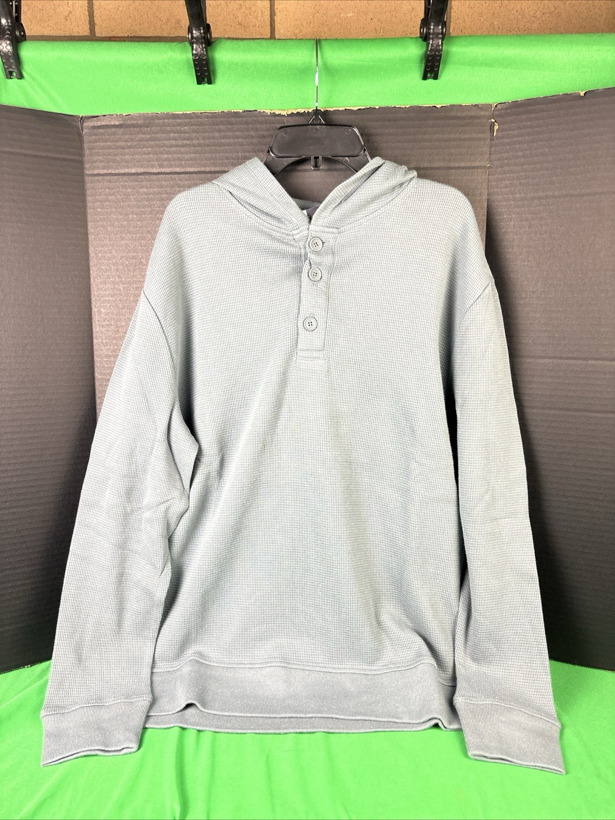 Gap Men\'s Henley Hoodie Size Medium Grey
