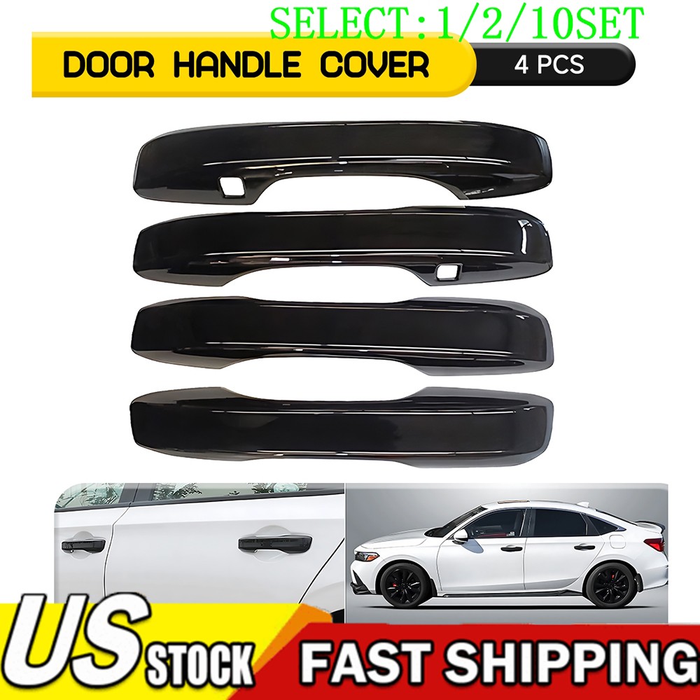 For 2022-25 Honda Civic Gloss Black Door Handle Cover Trim Overlay Cap 4pc 1~10X