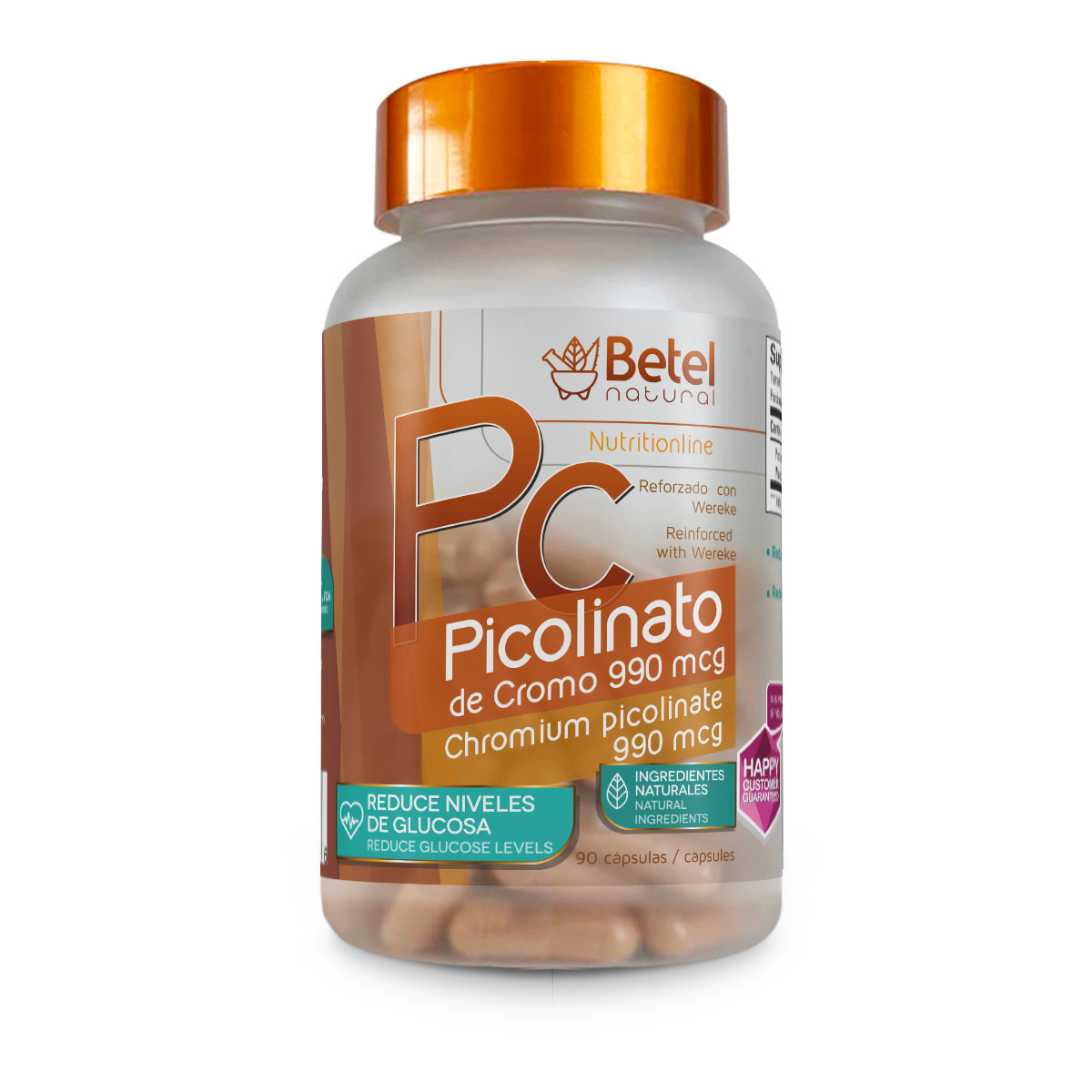 Premium Picolinato de Cromo Reforzado con Wereke Caps by Betel Natural - 90 Caps