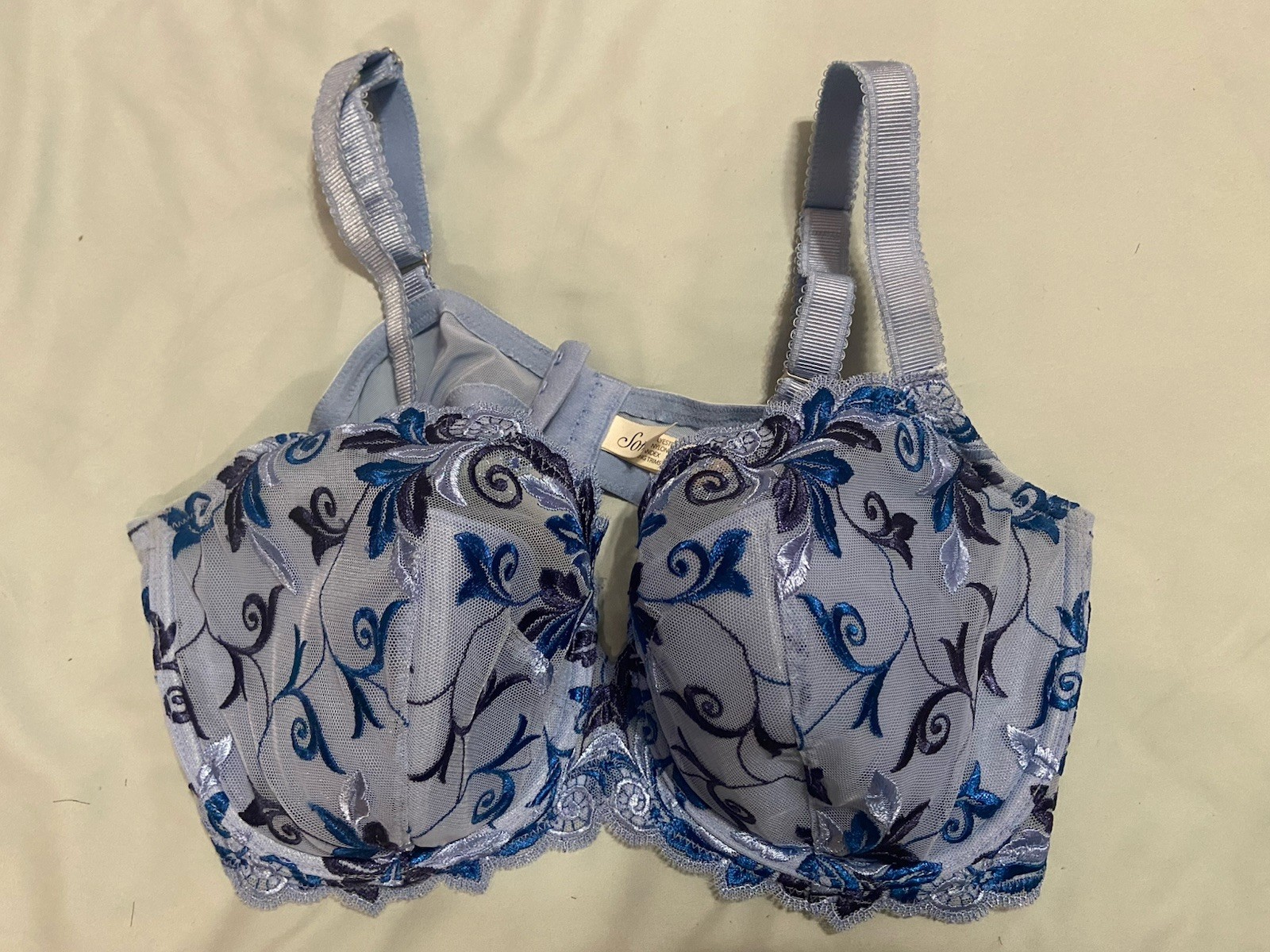Soma Sensuous Lace Unlined Embroidered Sheer Mesh Balconette Bra 40D Soma Sensuous Lace Unlined Embroidered Sheer Mesh Balconette Bra 40D