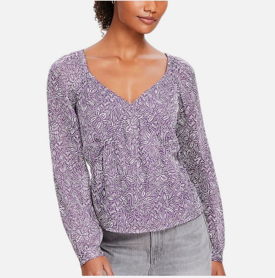 Loft Tulip Striped Purple White Flattering Sweetheart Office Blouse Large NEW Loft Tulip Striped Purple White Flattering Sweetheart Office Blouse Large NEW