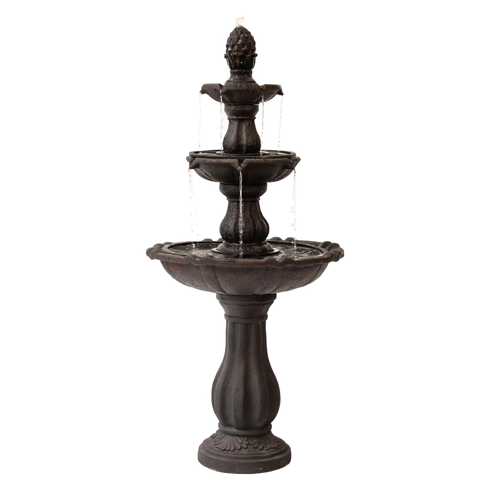 XBrand 3-Tier Freestanding Waterfall Fountain w/Pump & Pineapple Top, 51 Inch...