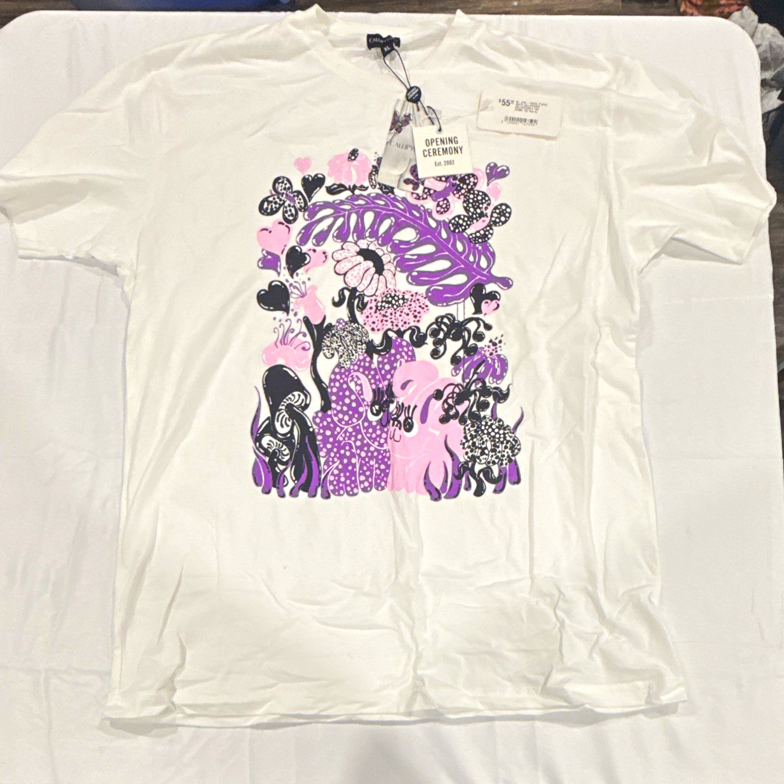 Opening Ceremony Women’s White Bunny Graphic Print Short Sleeve Crew Neck Tee XL Opening Ceremony Women’s White Bunny Graphic Print Short Sleeve Crew Neck Tee XL