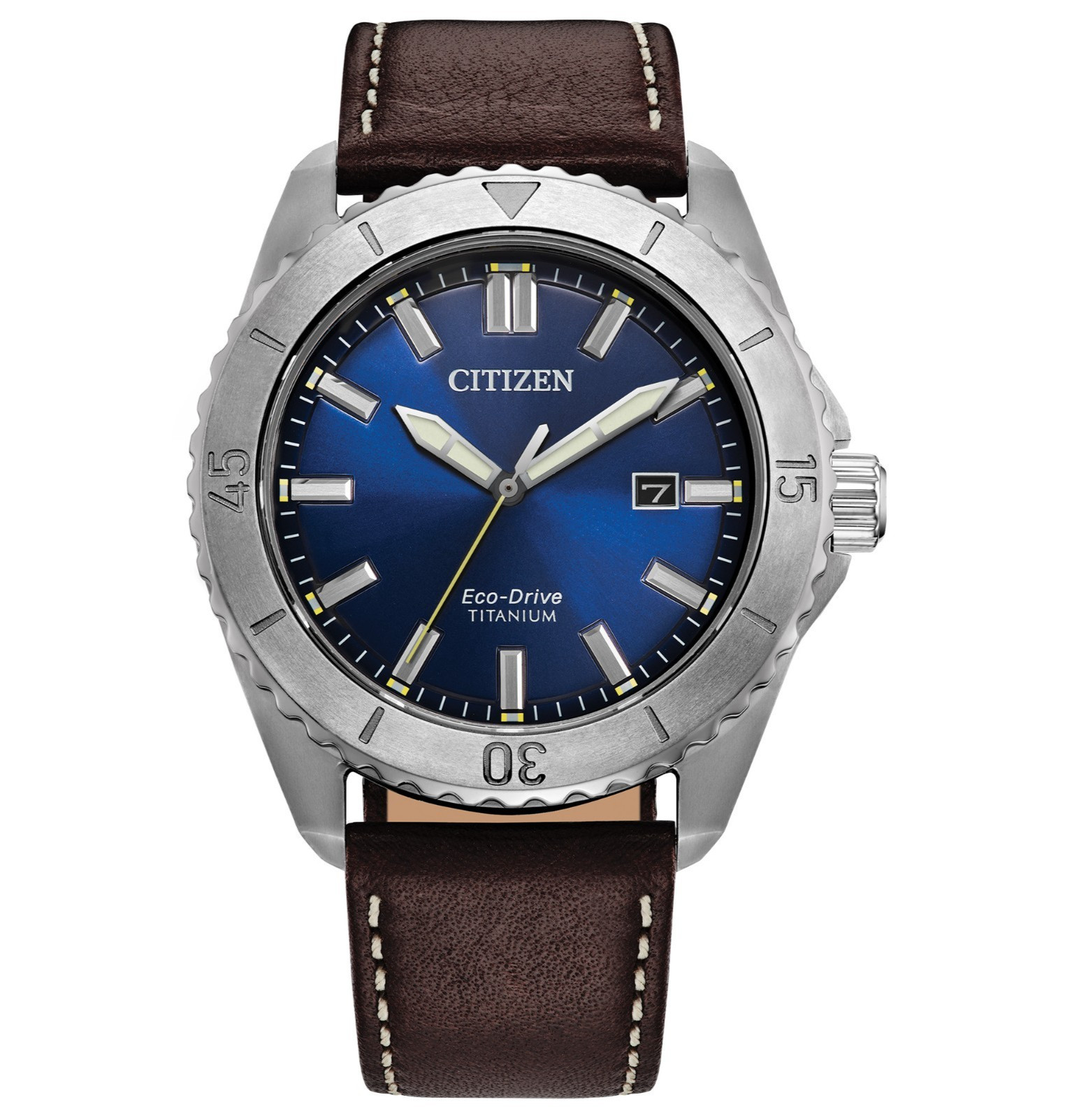 Citizen AW1840-09L Titanium Eco-Drive Men's Watch 41mm Blue Dial Brown Leather Citizen AW1840-09L Titanium Eco-Drive Men's Watch 41mm Blue Dial Brown Leather