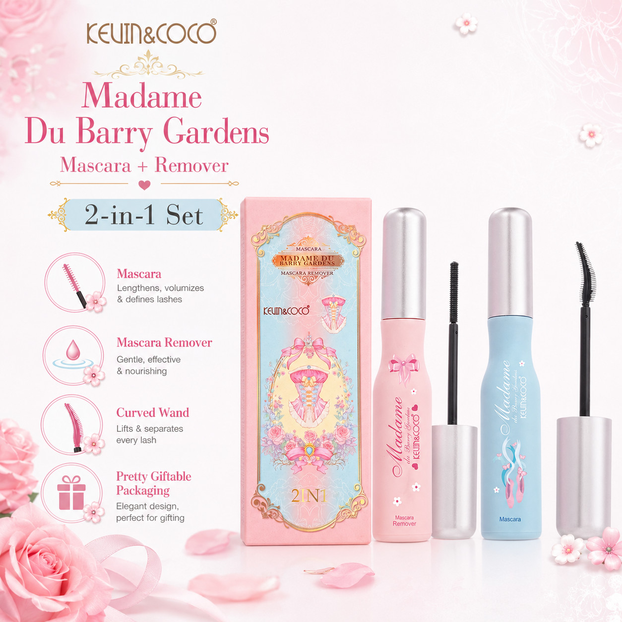 Kevin & Coco Madame Du Barry Gardens Mascara & Remover 2-in-1 Eye Set New