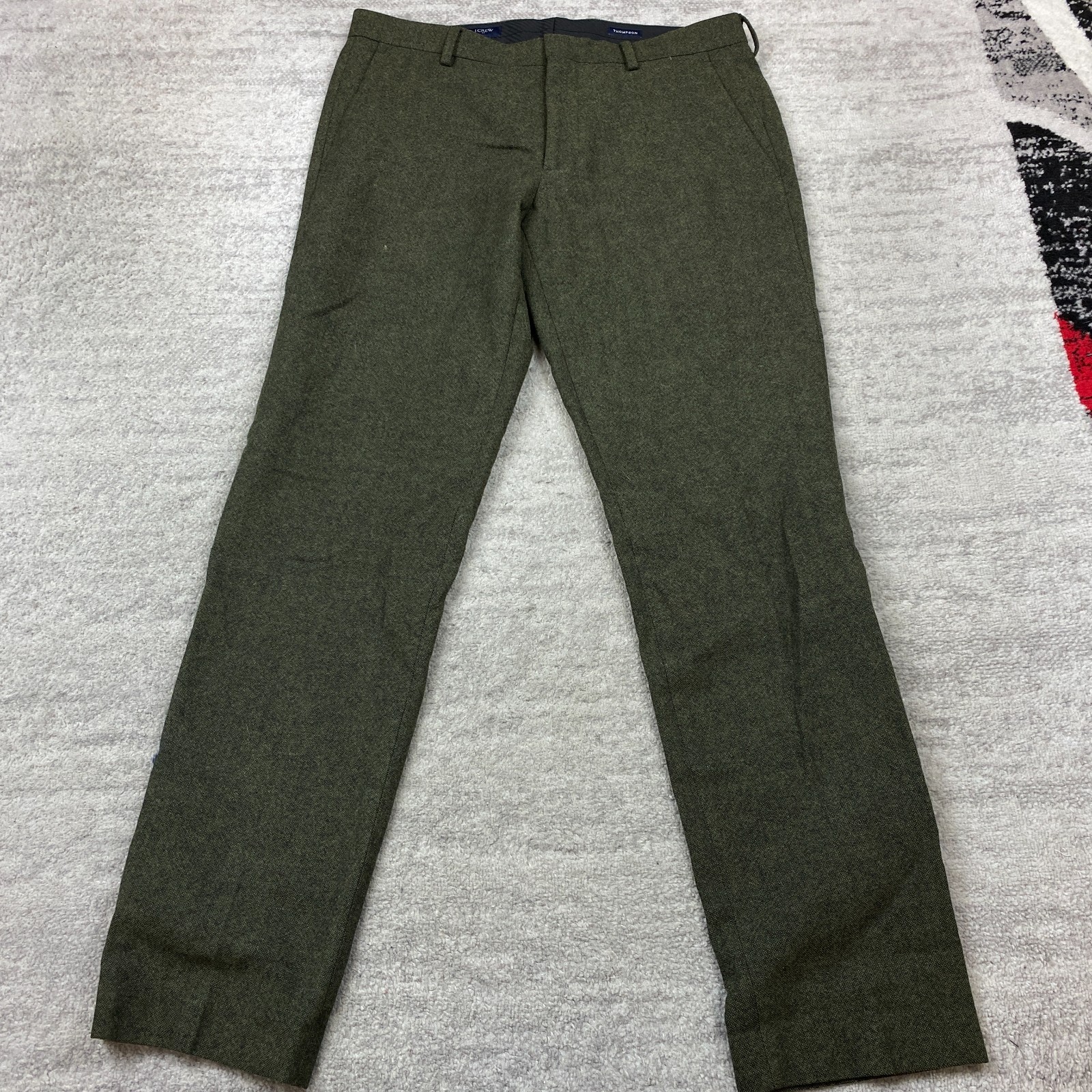 J Crew Thompson Donegal Wool Pants Mens 32 Green Dress Trouser Hike Formal 32x32