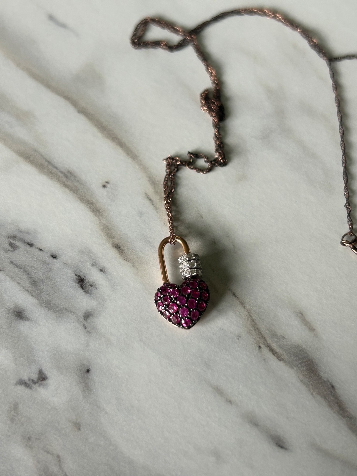 Tiffany & Co. Heart Padlock 18k rose Gold Pendant Necklace.